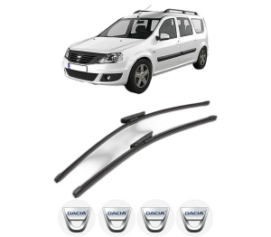 Set stergatoare DACIA LOGAN MCV II din 2013-2019, pentru parbriz auto, 2 bucati, Valeo Silencio Xtrm, din cauciuc siliconat rezistent, 4 Stickere Auto DACIA v36918