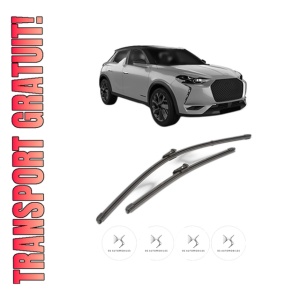Set stergatoare DS DS 3 / DS 3 CROSSBACK (UR_, UC_, UJ_) din 2019-2024, pentru parbriz auto, 2 bucati, Valeo Silencio Xtrm, din cauciuc siliconat rezistent, 4 Stickere Auto DS