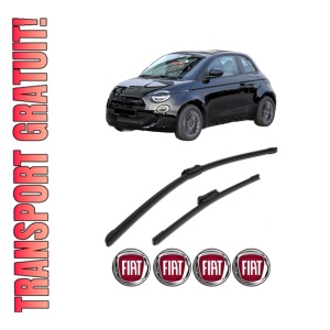 Set stergatoare FIAT 500e (332_) din 2020, pentru parbriz auto, 2 bucati, Bosch Aerotwin, din cauciuc siliconat rezistent, 4 Stickere Auto FIAT