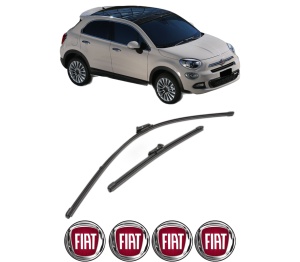 Set stergatoare FIAT 500X (334_) din 2014-2022, pentru parbriz auto, 2 bucati, Valeo Silencio Xtrm, din cauciuc siliconat rezistent, 4 Stickere Auto FIAT v37998