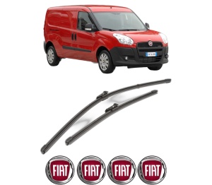 Set stergatoare FIAT DOBLO Cargo (263_) din 2010-2023, pentru parbriz auto, 2 bucati, Valeo Silencio Xtrm, din cauciuc siliconat rezistent, 4 Stickere Auto FIAT v38238