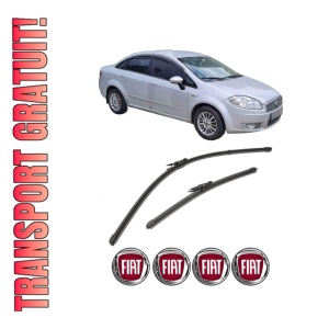 Set stergatoare FIAT LINEA (323_, 110_) din 2006-2013, pentru parbriz auto, 2 bucati, Valeo Silencio Xtrm, din cauciuc siliconat rezistent, 4 Stickere Auto FIAT