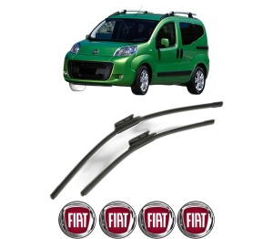 Set stergatoare FIAT QUBO (225_) din 2008-2015, pentru parbriz auto, 2 bucati, Bosch Aerotwin, din cauciuc siliconat rezistent, 4 Stickere Auto FIAT v54753