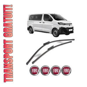 Set stergatoare FIAT SCUDO Bus din 2022-2024, pentru parbriz auto, 2 bucati, Valeo Silencio Xtrm, din cauciuc siliconat rezistent, 4 Stickere Auto FIAT