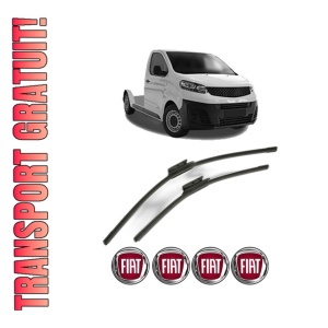 Set stergatoare FIAT SCUDO Platform/Chassis din 2022-2023, pentru parbriz auto, 2 bucati, Bosch Aerotwin, din cauciuc siliconat rezistent, 4 Stickere Auto FIAT