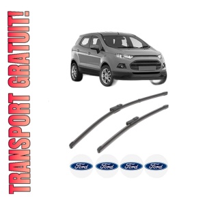 Set stergatoare FORD ECOSPORT din 2012-2022, pentru parbriz auto, 2 bucati, Valeo Silencio Xtrm, din cauciuc siliconat rezistent, 4 Stickere Auto FORD