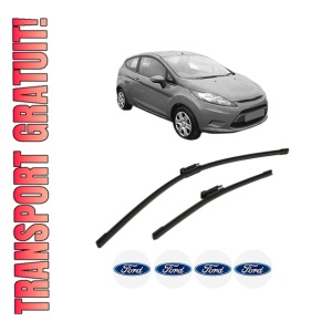 Set stergatoare FORD FIESTA VI (CB1, CCN) din 2008-2018, pentru parbriz auto, 2 bucati, Bosch Aerotwin Multi, din cauciuc siliconat rezistent, 4 Stickere Auto FORD
