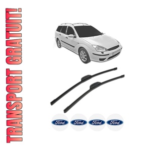 Set stergatoare FORD FOCUS I Estate Van (DNW) din 1998-2002, pentru parbriz auto, 2 bucati, Bosch Aerotwin Retrofit, din cauciuc siliconat rezistent, 4 Stickere Auto FORD