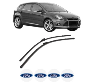 Set stergatoare FORD FOCUS III din 2010-2020, pentru parbriz auto, 2 bucati, Valeo Silencio, din cauciuc siliconat rezistent, 4 Stickere Auto FORD v37518