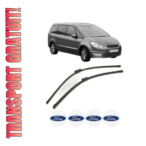 Set stergatoare FORD GALAXY II (WA6) din 2006-2015, pentru parbriz auto, 2 bucati, Bosch Aerotwin, din cauciuc siliconat rezistent, 4 Stickere Auto FORD