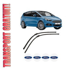 Set stergatoare FORD GALAXY III (CK) din 2015-2021, pentru parbriz auto, 2 bucati, Valeo Silencio, din cauciuc siliconat rezistent, 4 Stickere Auto FORD