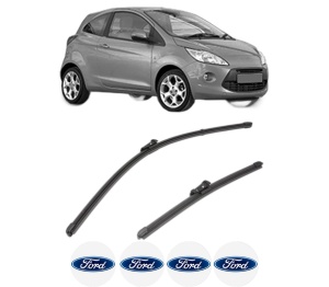 Set stergatoare FORD KA (RU8) din 2008-2016, pentru parbriz auto, 2 bucati, Valeo Silencio Xtrm, din cauciuc siliconat rezistent, 4 Stickere Auto FORD v39138