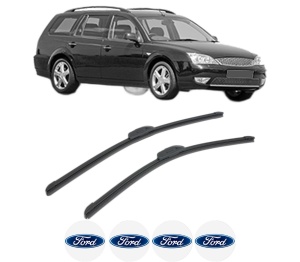 Set stergatoare FORD MONDEO III Turnier (BWY) din 2000-2004, pentru parbriz auto, 2 bucati, Bosch Aerotwin Retrofit, din cauciuc siliconat rezistent, 4 Stickere Auto FORD v46888