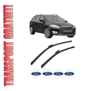 Set stergatoare FORD MONDEO IV (BA7) din 2007-2015, pentru parbriz auto, 2 bucati, Bosch Aerotwin Multi, din cauciuc siliconat rezistent, 4 Stickere Auto FORD