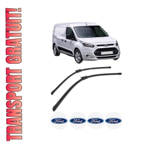 Set stergatoare FORD TRANSIT CONNECT V408 Box Body/MPV din 2013-2021, pentru parbriz auto, 2 bucati, Bosch Aerotwin, din cauciuc siliconat rezistent, 4 Stickere Auto FORD
