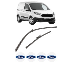 Set stergatoare FORD TRANSIT COURIER B460 Box Body/MPV din 2014-2023, pentru parbriz auto, 2 bucati, Valeo Silencio Xtrm, din cauciuc siliconat rezistent, 4 Stickere Auto FORD v35658