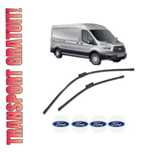 Set stergatoare FORD TRANSIT V363 Van (FCD, FDD) din 2013-2024, pentru parbriz auto, 2 bucati, Bosch Aerotwin, din cauciuc siliconat rezistent, 4 Stickere Auto FORD