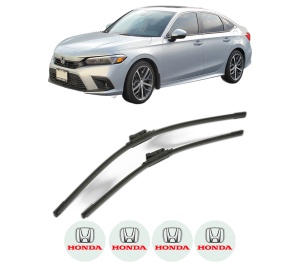 Set stergatoare HONDA CIVIC XI Hatchback (FL) din 2022, pentru parbriz auto, 2 bucati, Bosch Aerotwin, din cauciuc siliconat rezistent, 4 Stickere Auto HONDA v53133