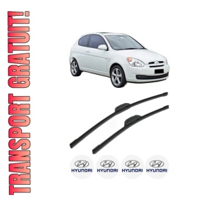 Set stergatoare HYUNDAI ACCENT III (MC) din 2005, pentru parbriz auto, 2 bucati, Bosch Aerotwin Retrofit, din cauciuc siliconat rezistent, 4 Stickere Auto HYUNDAI