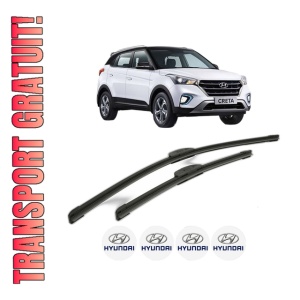 Set stergatoare HYUNDAI CRETA din 2016, pentru parbriz auto, 2 bucati, Bosch Aerotwin Retrofit, din cauciuc siliconat rezistent, 4 Stickere Auto HYUNDAI