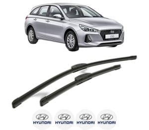 Set stergatoare HYUNDAI i30 Kombi Van (PDE) din 2017-2020, pentru parbriz auto, 2 bucati, Bosch Aerotwin Retrofit, din cauciuc siliconat rezistent, 4 Stickere Auto HYUNDAI v44753