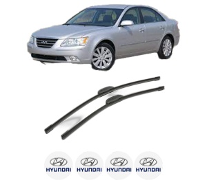 Set stergatoare HYUNDAI SONATA V (NF) din 2005-2010, pentru parbriz auto, 2 bucati, Bosch Aerotwin Retrofit, din cauciuc siliconat rezistent, 4 Stickere Auto HYUNDAI v45053