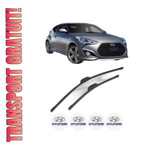 Set stergatoare HYUNDAI VELOSTER (FS) din 2011-2017, pentru parbriz auto, 2 bucati, Bosch Aerotwin Retrofit, din cauciuc siliconat rezistent, 4 Stickere Auto HYUNDAI - Img 1