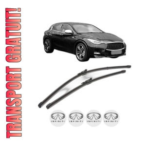 Set stergatoare INFINITI Q30 din 2015, pentru parbriz auto, 2 bucati, Valeo Silencio Xtrm, din cauciuc siliconat rezistent, 4 Stickere Auto INFINITI
