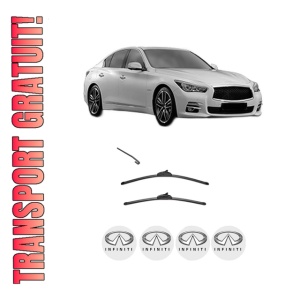 Set stergatoare INFINITI Q50 din 2013-2015, pentru parbriz auto, 2 bucati, Valeo Silencio, din cauciuc siliconat rezistent, 4 Stickere Auto INFINITI