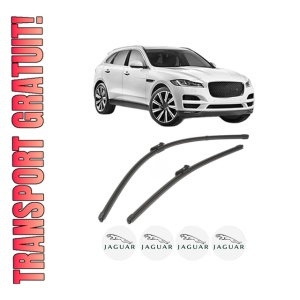 Set stergatoare JAGUAR F-PACE (X761) din 2015-2023, pentru parbriz auto, 2 bucati, Valeo Silencio Xtrm, din cauciuc siliconat rezistent, 4 Stickere Auto JAGUAR