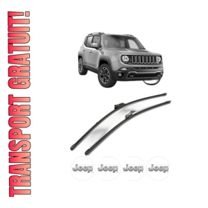 Set stergatoare JEEP RENEGADE SUV (BU, B1, BV) din 2014-2022, pentru parbriz auto, 2 bucati, Valeo Silencio Xtrm, din cauciuc siliconat rezistent, 4 Stickere Auto JEEP