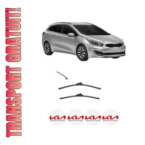 Set stergatoare KIA CEED Combi Van (CD) din 2018-2020, pentru parbriz auto, 2 bucati, Valeo Silencio, din cauciuc siliconat rezistent, 4 Stickere Auto KIA