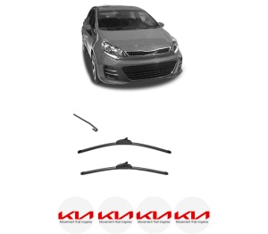 Set stergatoare KIA RIO III Hatchback Van (UB) din 2011-2017, pentru parbriz auto, 2 bucati, Valeo Silencio, din cauciuc siliconat rezistent, 4 Stickere Auto KIA v34398