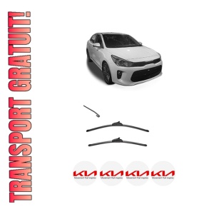 Set stergatoare KIA RIO IV (YB, SC, FB) din 2017-2023, pentru parbriz auto, 2 bucati, Valeo Silencio, din cauciuc siliconat rezistent, 4 Stickere Auto KIA