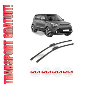 Set stergatoare KIA SOUL II (PS) din 2014-2018, pentru parbriz auto, 2 bucati, Bosch Aerotwin Retrofit, din cauciuc siliconat rezistent, 4 Stickere Auto KIA