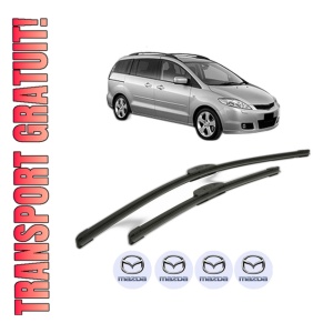 Set stergatoare MAZDA 5 (CR) din 2005-2010, pentru parbriz auto, 2 bucati, Bosch Aerotwin Retrofit, din cauciuc siliconat rezistent, 4 Stickere Auto MAZDA