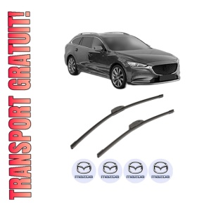 Set stergatoare MAZDA 6 Estate Van (GJ) din 2013-2016, pentru parbriz auto, 2 bucati, Bosch Aerotwin Retrofit, din cauciuc siliconat rezistent, 4 Stickere Auto MAZDA