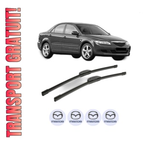 Set stergatoare MAZDA 6 Saloon (GG) din 2002-2005, pentru parbriz auto, 2 bucati, Bosch Aerotwin Retrofit, din cauciuc siliconat rezistent, 4 Stickere Auto MAZDA
