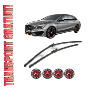 Set stergatoare MERCEDES-BENZ CLA Shooting Brake (X117) din 2015-2019, pentru parbriz auto, 2 bucati, Valeo Silencio Xtrm, din cauciuc siliconat rezistent, 4 Stickere Auto MERCEDES-BENZ