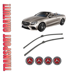 Set stergatoare MERCEDES-BENZ E-CLASS Convertible (A238) din 2017-2021, pentru parbriz auto, 2 bucati, Valeo Silencio, din cauciuc siliconat rezistent, 4 Stickere Auto MERCEDES-BENZ