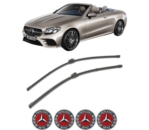 Set stergatoare MERCEDES-BENZ E-CLASS Convertible (A238) din 2017-2021, pentru parbriz auto, 2 bucati, Valeo Silencio, din cauciuc siliconat rezistent, 4 Stickere Auto MERCEDES-BENZ v37038