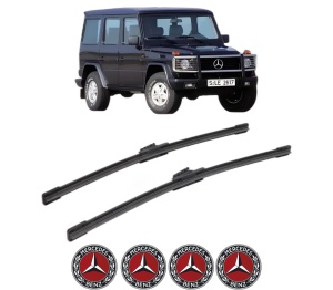 Set stergatoare MERCEDES-BENZ G-CLASS (W463) din 2015-2022, pentru parbriz auto, 2 bucati, Bosch Aerotwin, din cauciuc siliconat rezistent, 4 Stickere Auto MERCEDES-BENZ v51073