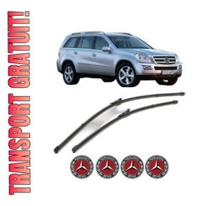 Set stergatoare MERCEDES-BENZ GL-CLASS (X164) din 2006-2012, pentru parbriz auto, 2 bucati, Valeo Silencio Xtrm, din cauciuc siliconat rezistent, 4 Stickere Auto MERCEDES-BENZ