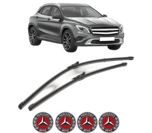 Set stergatoare MERCEDES-BENZ GLA-CLASS (X156) din 2013-2019, pentru parbriz auto, 2 bucati, Valeo Silencio Xtrm, din cauciuc siliconat rezistent, 4 Stickere Auto MERCEDES-BENZ v38718