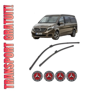 Set stergatoare MERCEDES-BENZ MARCO POLO Camper (W447) din 2015-2021, pentru parbriz auto, 2 bucati, Valeo Silencio Xtrm, din cauciuc siliconat rezistent, 4 Stickere Auto MERCEDES-BENZ