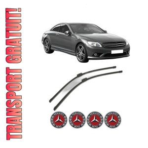 Set stergatoare MERCEDES-BENZ S-CLASS Coupe (C216) din 2006-2013, pentru parbriz auto, 2 bucati, Bosch Aerotwin, din cauciuc siliconat rezistent, 4 Stickere Auto MERCEDES-BENZ