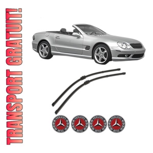 Set stergatoare MERCEDES-BENZ SL (R230) din 2001-2012, pentru parbriz auto, 2 bucati, Valeo Silencio, din cauciuc siliconat rezistent, 4 Stickere Auto MERCEDES-BENZ