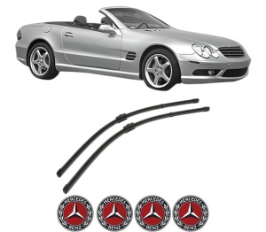 Set stergatoare MERCEDES-BENZ SL (R230) din 2001-2012, pentru parbriz auto, 2 bucati, Valeo Silencio, din cauciuc siliconat rezistent, 4 Stickere Auto MERCEDES-BENZ v35838