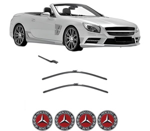 Set stergatoare MERCEDES-BENZ SL (R231) din 2012-2020, pentru parbriz auto, 2 bucati, Valeo AquaBlade, din cauciuc siliconat rezistent, 4 Stickere Auto MERCEDES-BENZ v40698