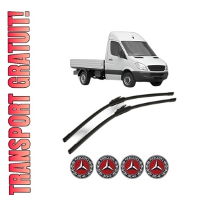 Set stergatoare MERCEDES-BENZ SPRINTER 3,5-t Platform/Chassis (B906) din 2006-2018, pentru parbriz auto, 2 bucati, Bosch Aerotwin, din cauciuc siliconat rezistent, 4 Stickere Auto MERCEDES-BENZ